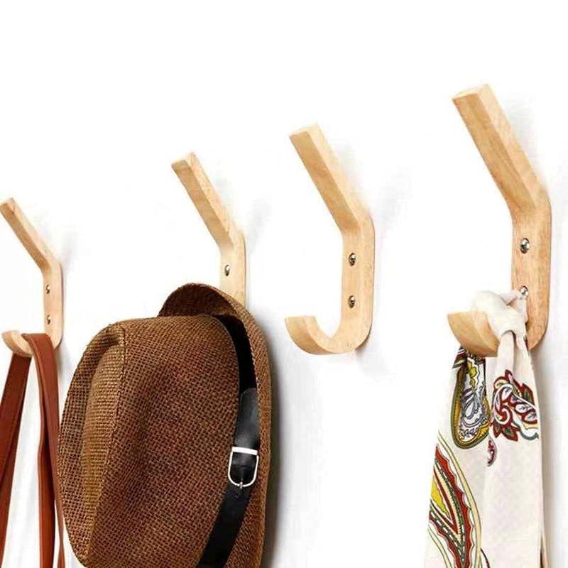 Watbeyoz Wooden Coat Hooks Wall Hooks,Natural Oak Wood Hooks Decorative Vintage Wood Wall Hooks Organizer Heavy Duty Wall Mounted Hooks for Hanging Coats, Key, Cap, Cup (4 Pack) - Image 5